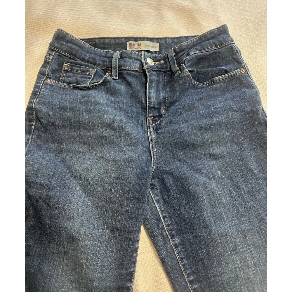 Signature by Levi Strauss Mid Rise Bootcut Jeans Women's Size 26 Dark Blue Denim